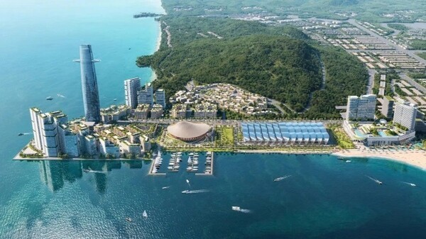 푸꾸옥에 들어설 220m 높이 마천루와 컨벤션 및 복합리조트단지 예상 이미지. 베트남이 오는 2027년 푸꾸옥에서 개최되는 아시아태평양경제협력체(APEC) 정상회의를 앞두고 주요 인프라 사업을 시작했다.(조감도=썬그룹)